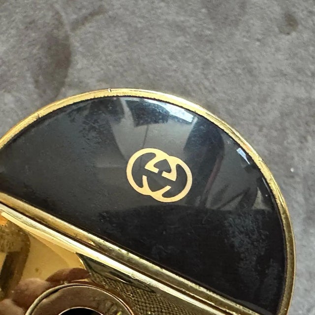 Brass 1980s Modern Brass and Lacquer Table Lighter by Gucci For Sale - Image 8 of 12