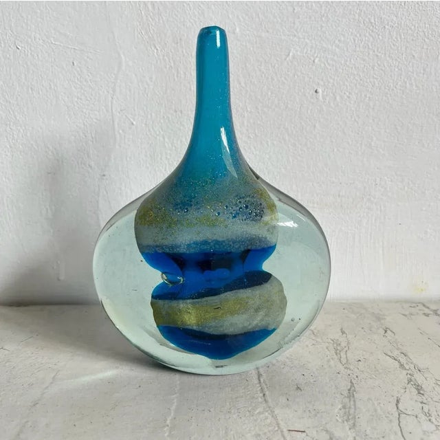 Glass Blue Fish Vase from Mdina For Sale - Image 7 of 12