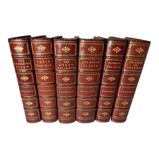 20th C. Fine Leather Binding - Churchill's Second World War - Complete Six Volumes For Sale