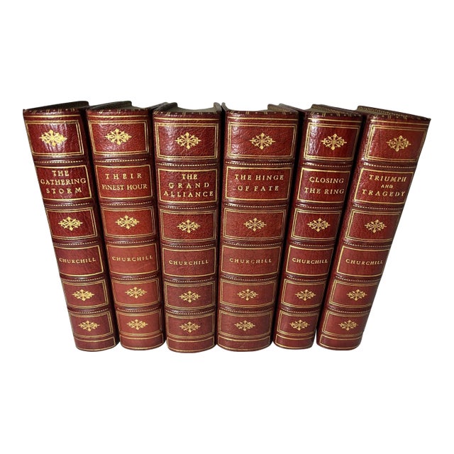 20th C. Fine Leather Binding - Churchill's Second World War - Complete Six Volumes For Sale