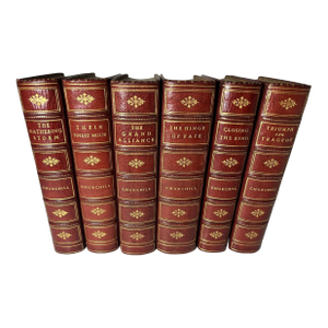 20th C. Fine Leather Binding - Churchill's Second World War - Complete Six Volumes