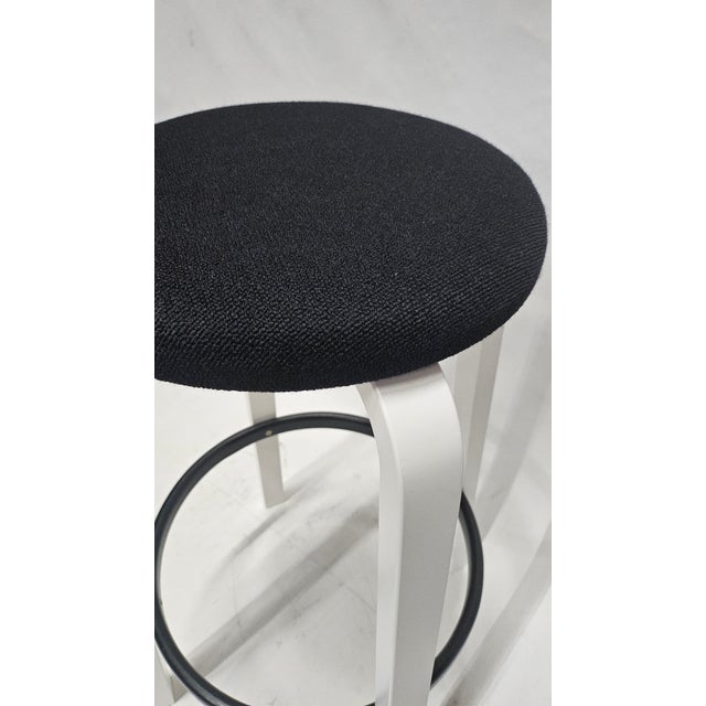 Artek Alvar Aalto Model 64 Bar Height Stool With Upholstered Seat For Sale In New York - Image 6 of 6