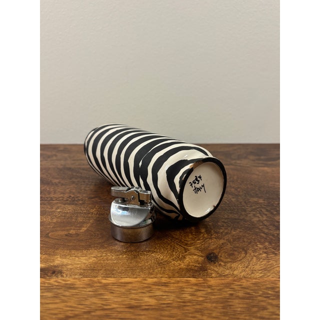 1960s Aldo Londi for Bitossi Rare Italian Zebra Glaze Ceramic Smoking Set For Sale - Image 11 of 12