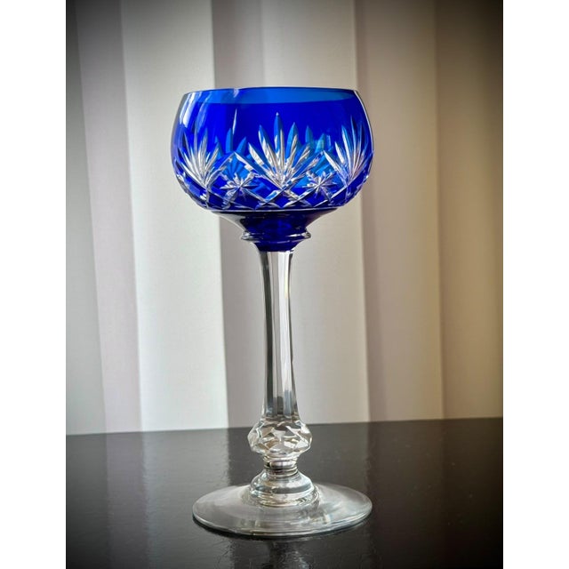Blue Cobalt Blue Massenet Crystal Hock Glasses by Saint-Louis, 1920, Set of 5 For Sale - Image 8 of 15