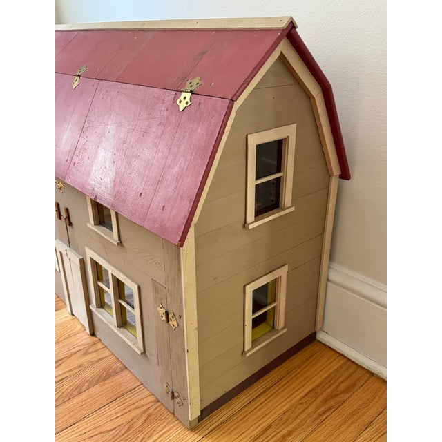 Early 20th Century Early 20th Century Bench Made Folk Art Colonial Dollhouse, Furnished For Sale - Image 5 of 17