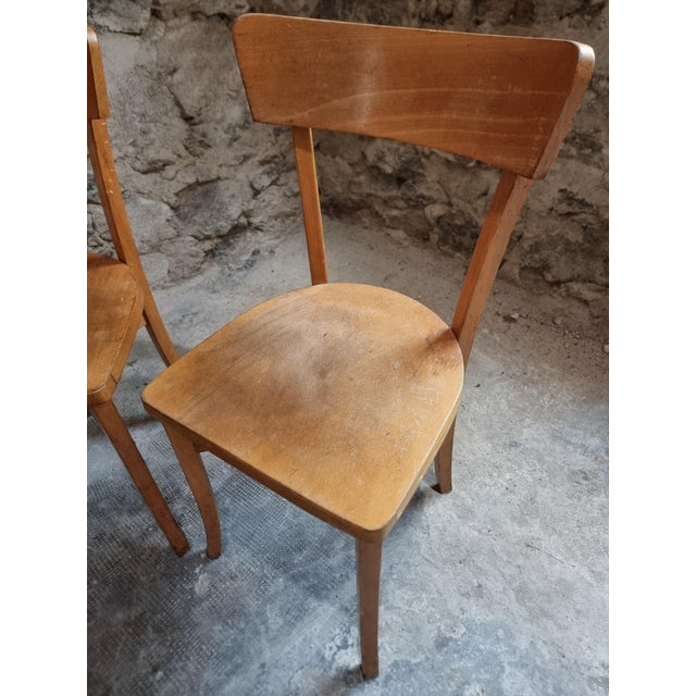 Mid-Century French Bistro Chairs in Beech and Plywood, 1960s, Set of 4 For Sale - Image 15 of 18
