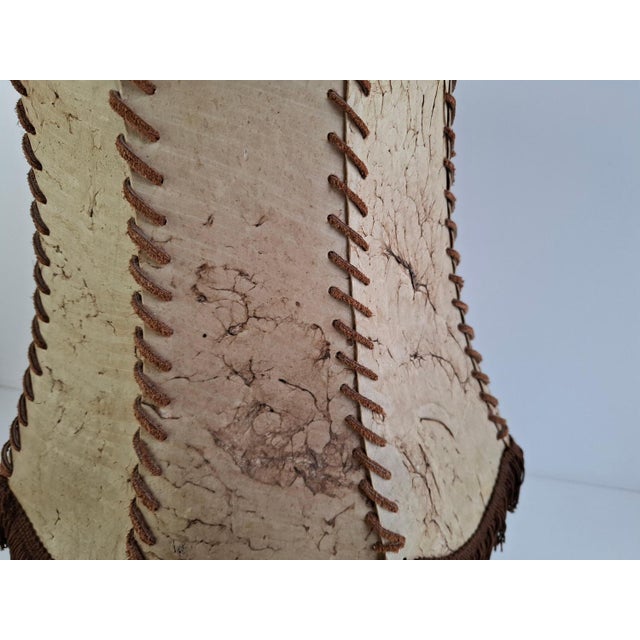 Vintage Ceramic Table Lamp with Hand-Stitched Leather Shade, 1980s For Sale - Image 13 of 18