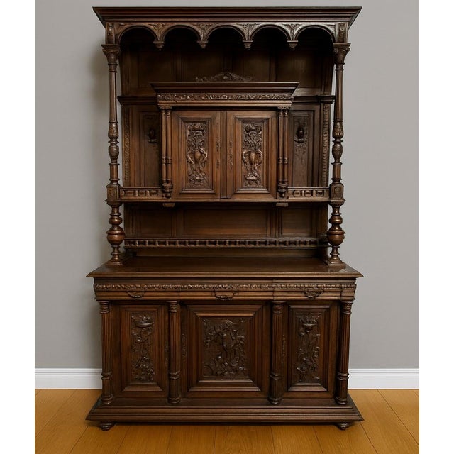 Renaissance Style Walnut Buffet For Sale - Image 10 of 10