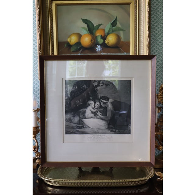 English Antique 1803 Boydell “Shakespeare Nursed by Tragedy and Comedy” Stipple Engraving—Framed For Sale - Image 3 of 18