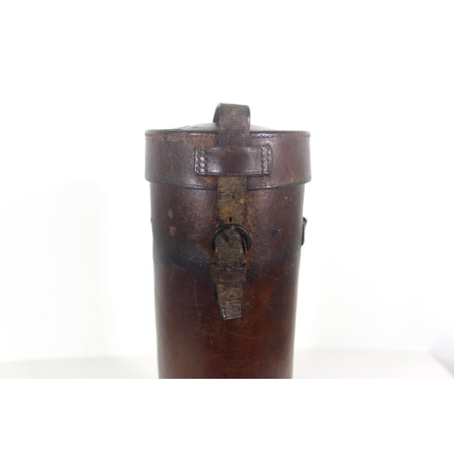 Antique Leather Canister Tube for Map Thermos Wine or Whiskey Bottle For Sale - Image 11 of 14