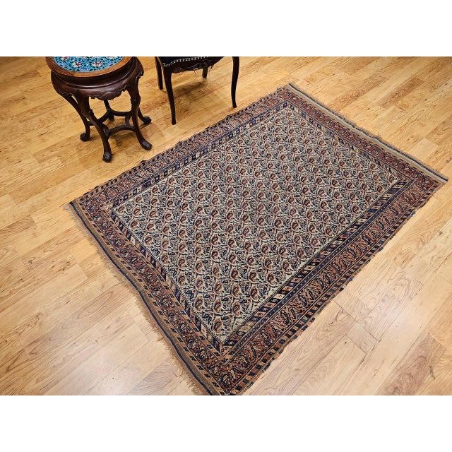 Ivory Late 19th Century Persian Afshar Tribal Rug, Hand-Knotted Wool, All-Over Paisley Geometric Pattern, Ivory & Brown, 4x6 For Sale - Image 8 of 18