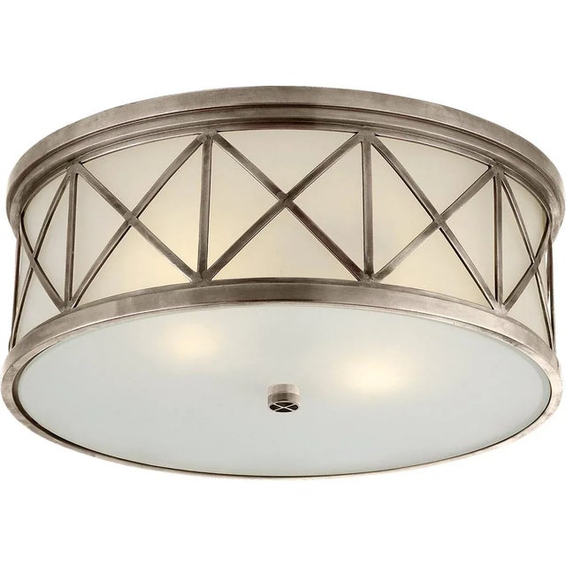 Montpelier Large Flush Mount in Antique Nickel with Frosted Glass Designer: Suzanne Kasler Mounting: Flush Shade Detail:...