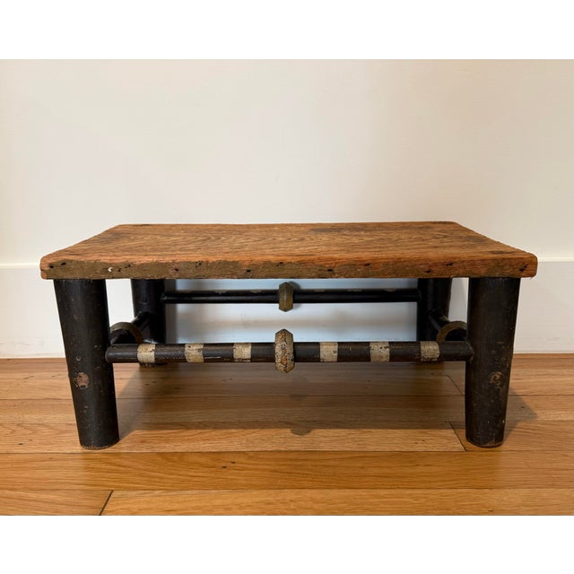 Tribal Small Antique Wooden Bench For Sale - Image 3 of 12