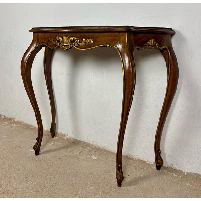 French Louis XV Style Walnut Console Table, 1930s For Sale - Image 6 of 13