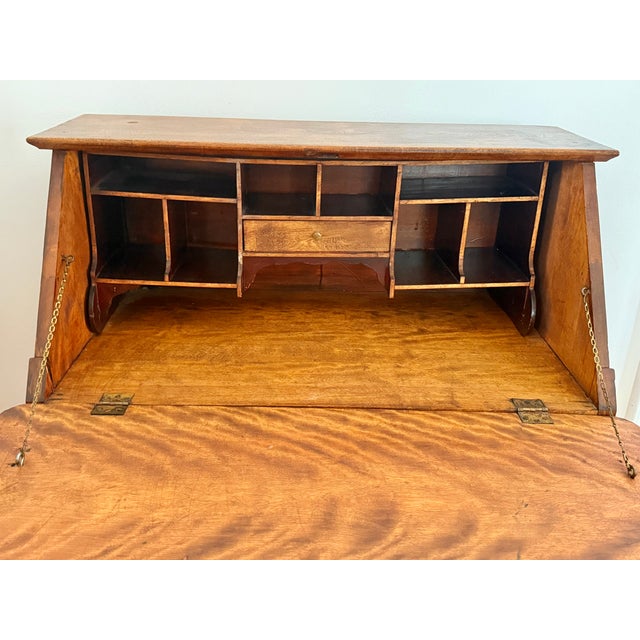 Antique French Provincial Tiger Maple Slant-Front Secretary Desk For Sale - Image 6 of 13