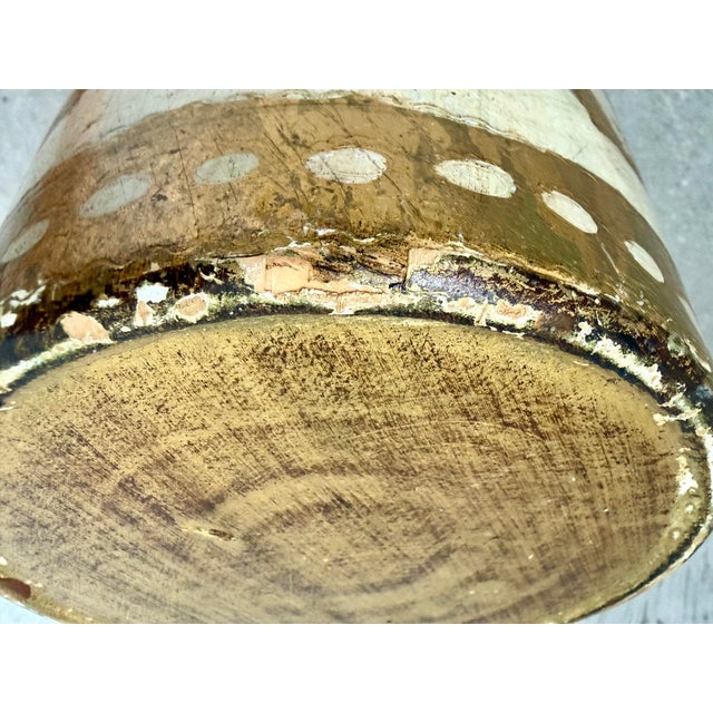 Vintage Italian Florentine Waste Basket, Bin in Antique White and Gold in the Hollywood Regency Style For Sale - Image 11 of 12