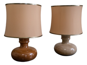 Glazed Ceramic Table Lamps, 1970s, Set of 2