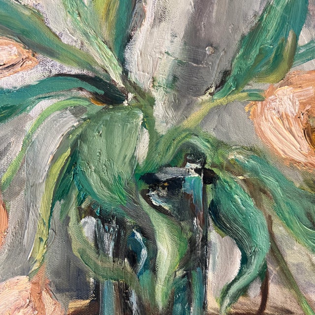 20th Century European School Still Life Tulips Framed Signed For Sale - Image 9 of 11