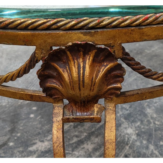 Metal Vintage Italian Mid-Century Modern Gilt Metal & Mirror Top Round Coffee Table For Sale - Image 7 of 11