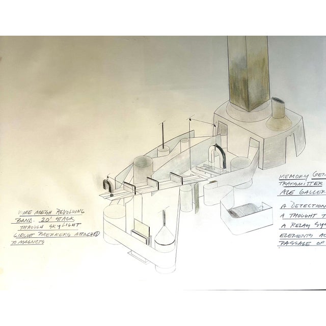 Paper Dennis Oppenheim, Dennis Oppenheim Large Abstract Conceptual Sculpture Drawing for Ace Gallery LA, 1979 For Sale - Image 7 of 17