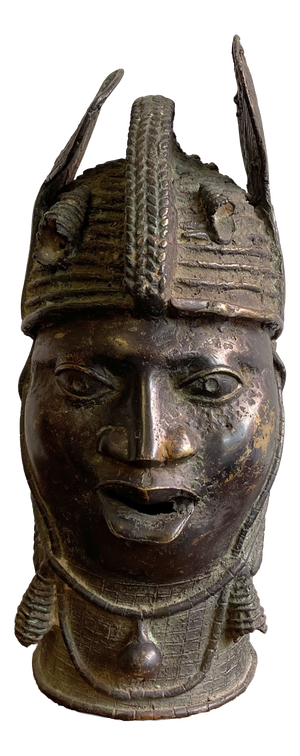Lost-Wax Head of a Yoruba Oba from the Benin Kingdom, 1950s, Bronze