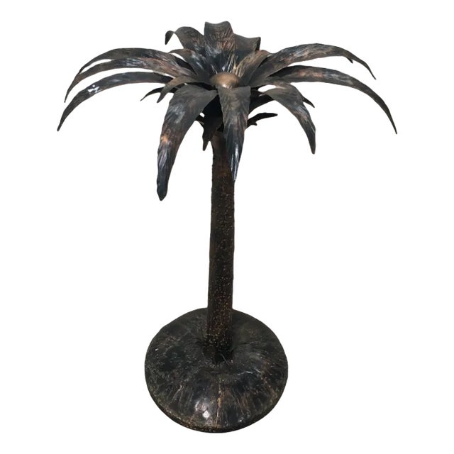 Mid-Century Modern Italian Burnished Iron Palm Tree Sculpture For Sale