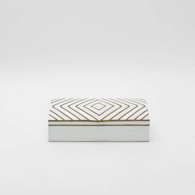 2020s Set of 3 Shagreen Boxes With Mother of Pearl and Brass Details by R&y Augousti For Sale - Image 5 of 12