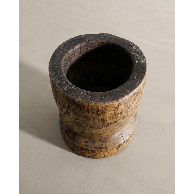 Decorative Wooden Planter Mortar, Africa, Early 1900s For Sale - Image 3 of 5