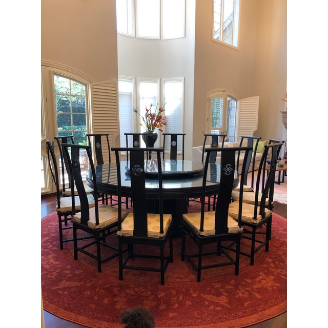 Grand Contemporary Asian Dining Room Set Chairish
