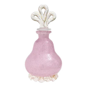 Seguso Vetri d'Arte Murano Vintage Pulegoso Pink Ornate Gold Flecks Stopper Italian Art Glass Perfume Bottle