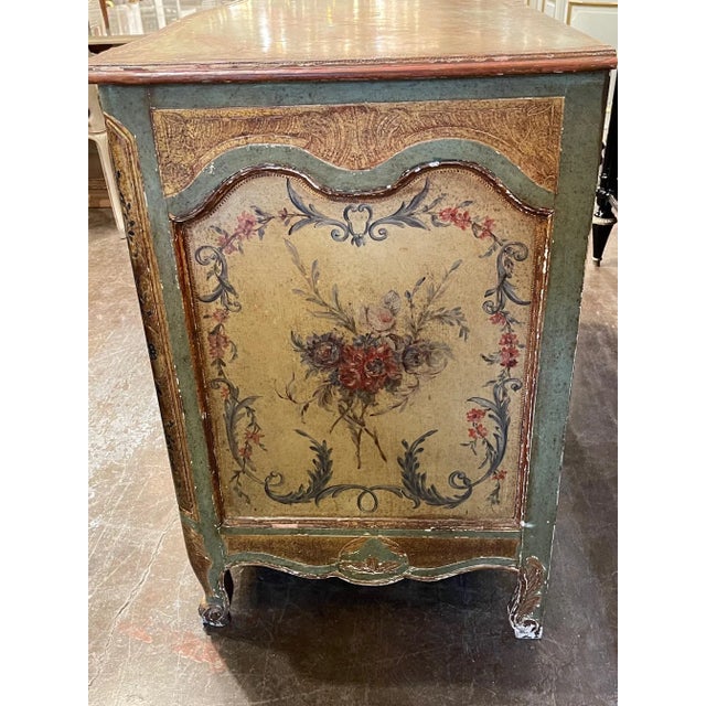 French 19th Century French Louis XV Style Painted Commode For Sale - Image 3 of 12