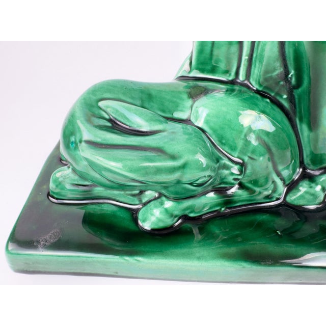 1930s Monumental French Art Deco Ceramic Sculpture ‘Stag, Doe & Fawn’ by Charles Lemanceau, 1930s For Sale - Image 5 of 17