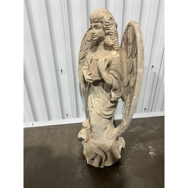Mid 20th Century Vintage Cast Stone Angel Figurine, Mid-20th Century For Sale - Image 5 of 5
