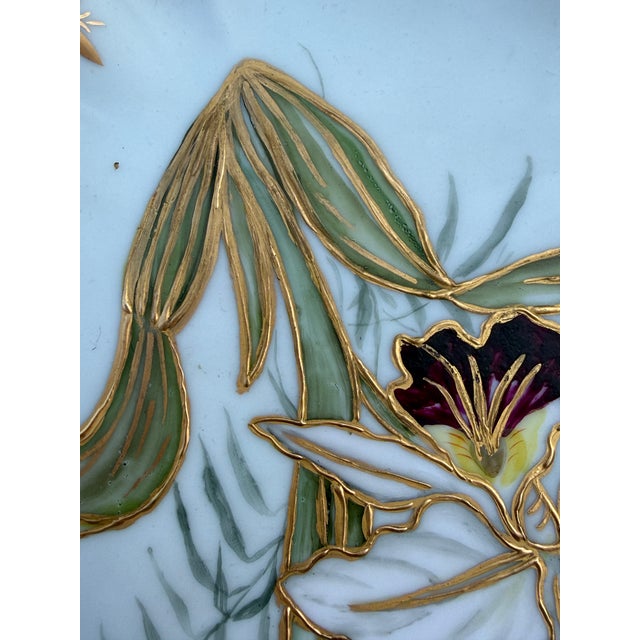 Ceramic Antique 19th Century Haviland & Co. Limoges Hand-Painted Porcelain Orchid Tray For Sale - Image 7 of 9