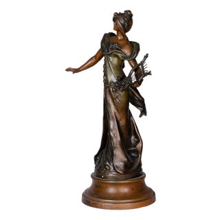 Hippolyte François Moreau, Muse Calliope Statue, 19th Century, Metal For Sale