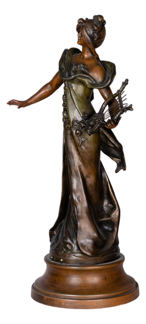 Hippolyte François Moreau, Muse Calliope Statue, 19th Century, Metal