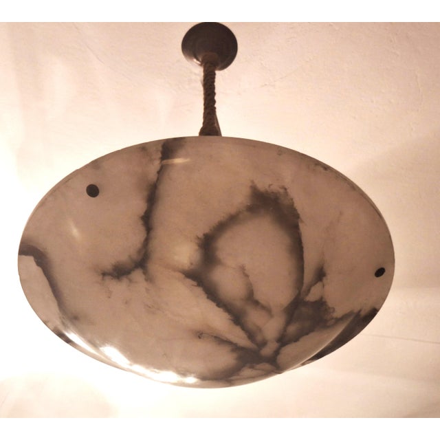 1920s Antique Veined Alabaster Pendant Light, 1920 For Sale - Image 5 of 12