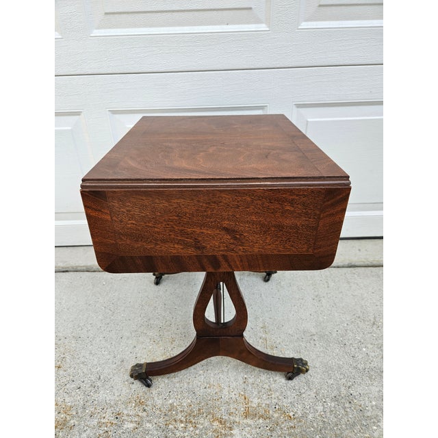 English Crotch Mahogany Dropleaf Side Table For Sale - Image 11 of 17