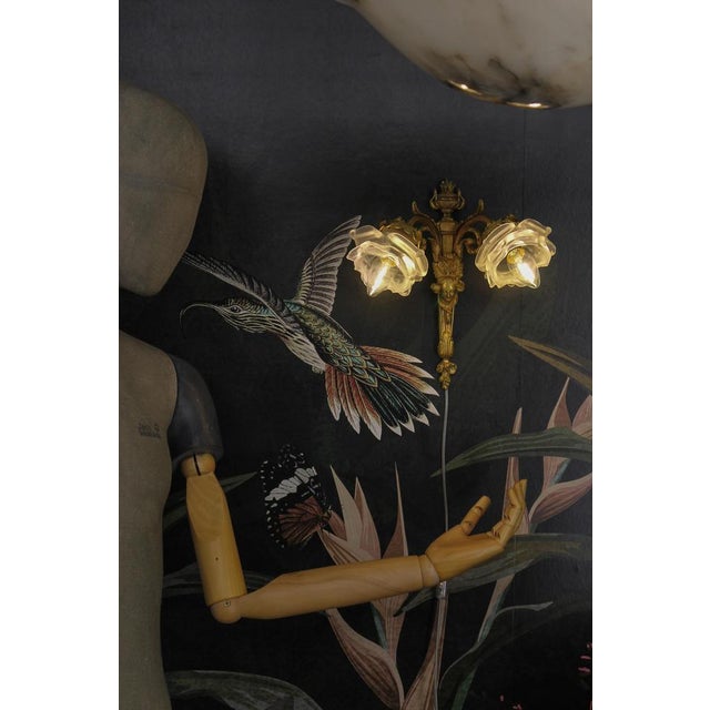 Metal French Neoclassical Style Bronze and White Frosted Glass Two-Arm Sconce, 1890s For Sale - Image 7 of 18