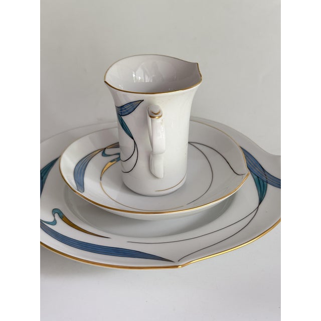 Series: form wave pattern decoration: water birds, turquoise with gold rim material: porcelain dimensions approx.: cup...