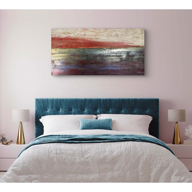 This dramatic seascape, titled The Gypsy Sea, was created using acrylic paints and a variety of textural materials....