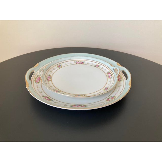 Early 20th Century Early 20th Century Hand Painted Nippon Porcelain Tray Design Cake Plates - Set of 2 For Sale - Image 5 of 18