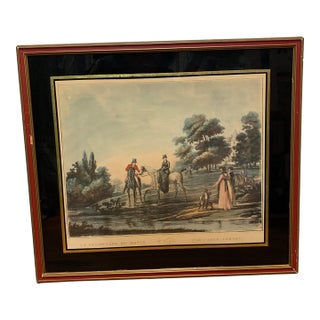 Antique 19th-Century French Equestrian Engraving "La Promenade Du Matin" After Carle Vernet – Custom Framed For Sale