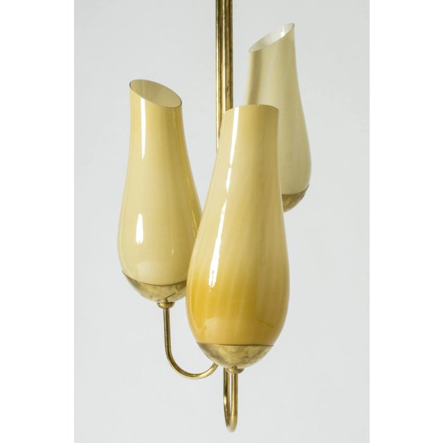 Brass and Glass Chandelier by Gunnel Nyman & Paavo Tynell For Sale - Image 6 of 10