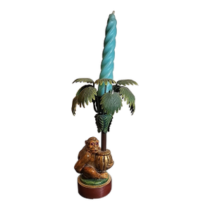 Petite Choses Monkey Candle Holder With Palm Tree 1980