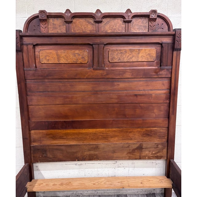 Antique Full Size Victorian Eastlake Monumental Carved Walnut Bed For Sale - Image 11 of 11