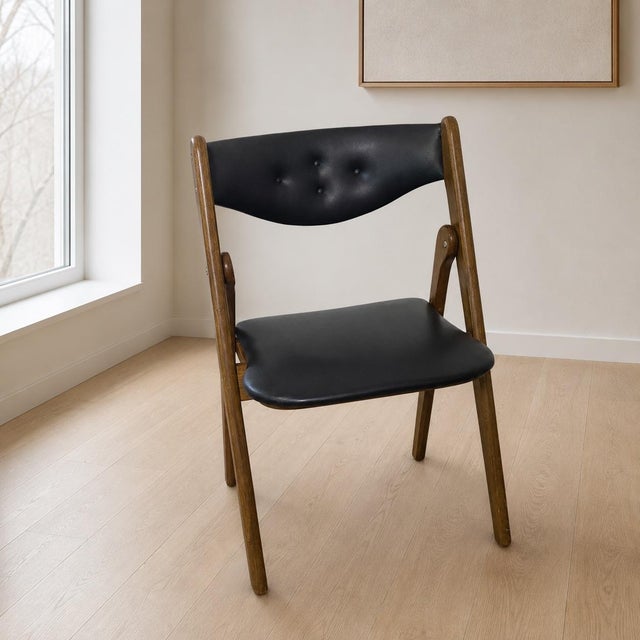 Mid-Century Modern Mid-Century Coronet Wonderfold Black & Walnut Wood Folding Chairs a Set of 4 For Sale - Image 3 of 12