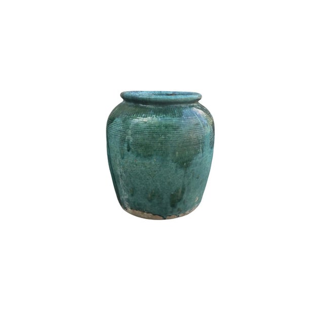 Vintage Chinese Green Glazed Ceramic Soy Sauce Jar For Sale - Image 6 of 10