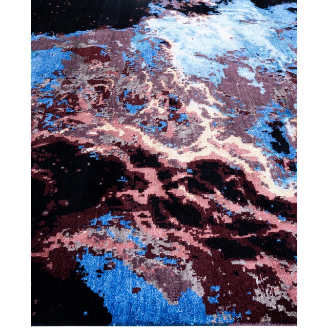 Solo Rugs Ikat, One-of-a-Kind Hand-Knotted Area Rug - Black, 8' 2" x 10' 2" For Sale - Image 4 of 8