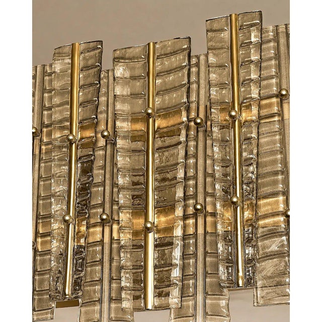 Contemporary Italian Fumè Tropical Murano Glass Gold Chandelier by Simoeng For Sale - Image 3 of 6